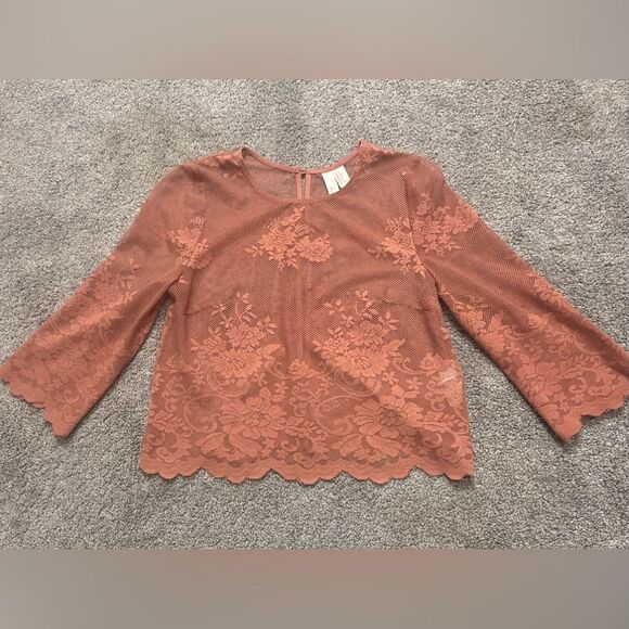 Forever 21 Exclusive Sheer Mesh Floral Lace Crop Top size Small - Picture 7 of 11